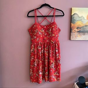 Xhilaration Red Floral Dress